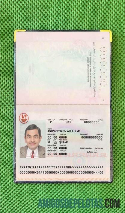 Foto do passaporte do Catar exemplo